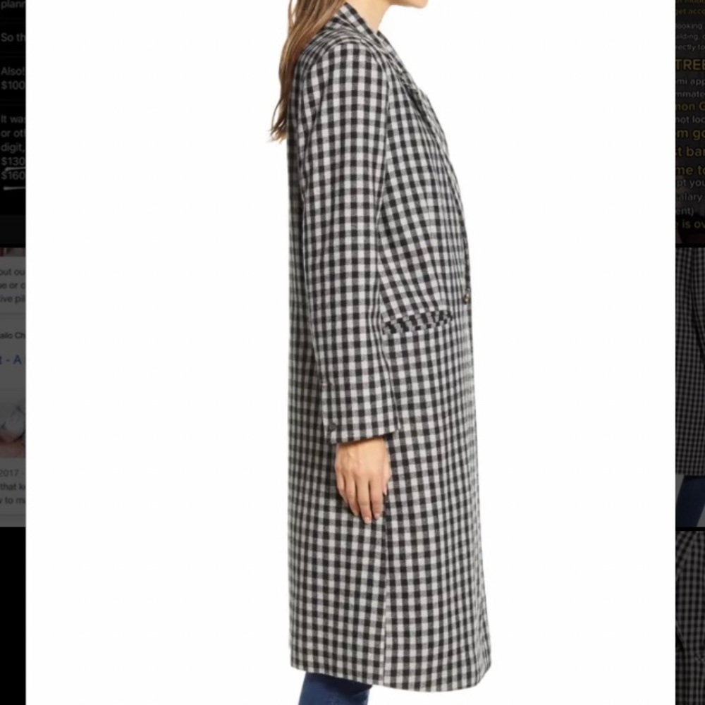 BeachLunchLounge Cait Gingham Long Coat XS - Picture 4 of 7